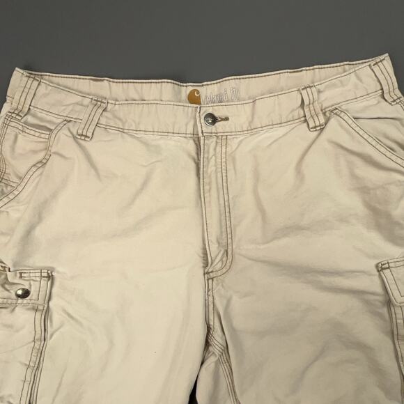 Carhartt Cargo Shorts Mens 40 Khaki Relaxed Fit Flat Front Utility Work Wear - Picture 3 of 11